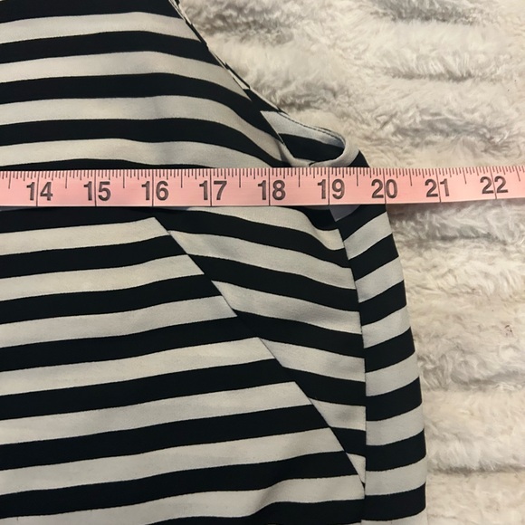 H&M Shift  Y2K Shift Dress White with Black Stripes Sz 14 - Picture 7 of 9